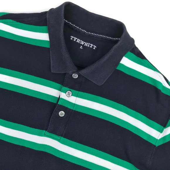 Charles Tyrwhitt Black Striped Polo Shirt Sz Large - Picture 2 of 8